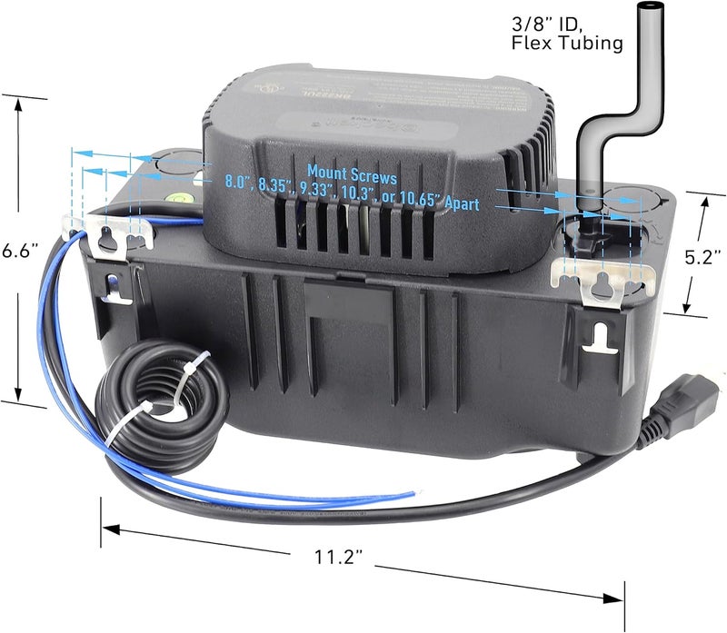 Beckett BK171TUL Condensate Pump with Safety Switch, 115V, 17 ft Max Lift, 112 GPH, Automatic On/Off Operation, Black, and 20 ft of 3/8" vinly tubing - Image 3